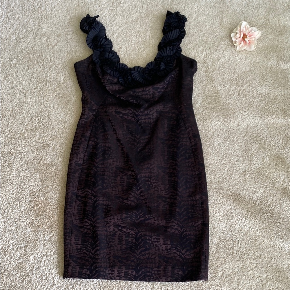 Maggy London Black and brown Textured cocktail Dress, 8P, NWT
